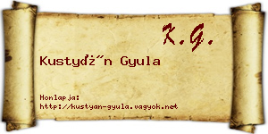 Kustyán Gyula névjegykártya